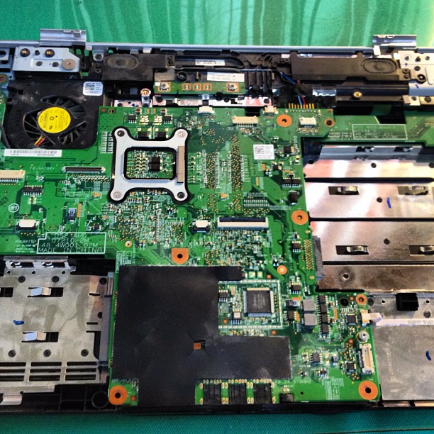 the motherboard assembly has several components attached