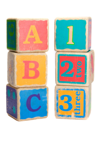the blocks have numbers on them to describe the age