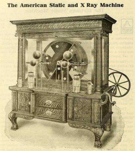 an old, well made machine is depicted in this print