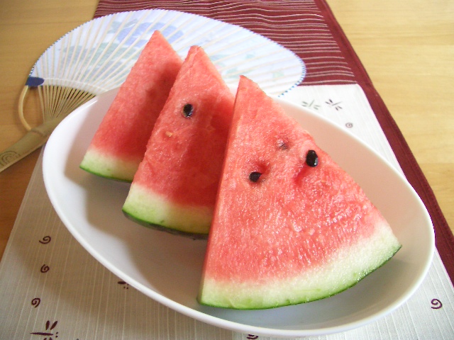 some slices of watermelon are in a bowl