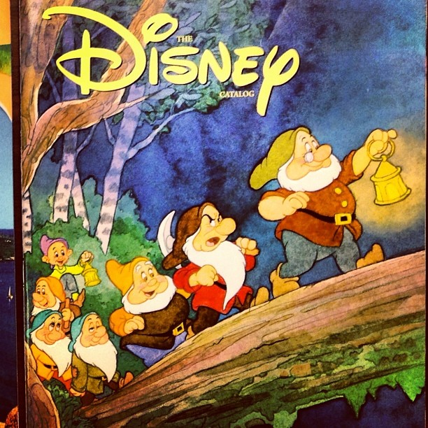 a cartoon book of seven dwarfs in the disney land