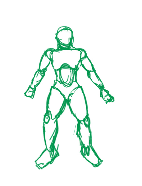 the figure is shown in green ink on a white background