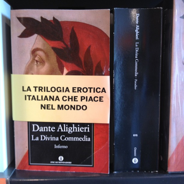 three book spines containing an italian book called the trial of cecilia