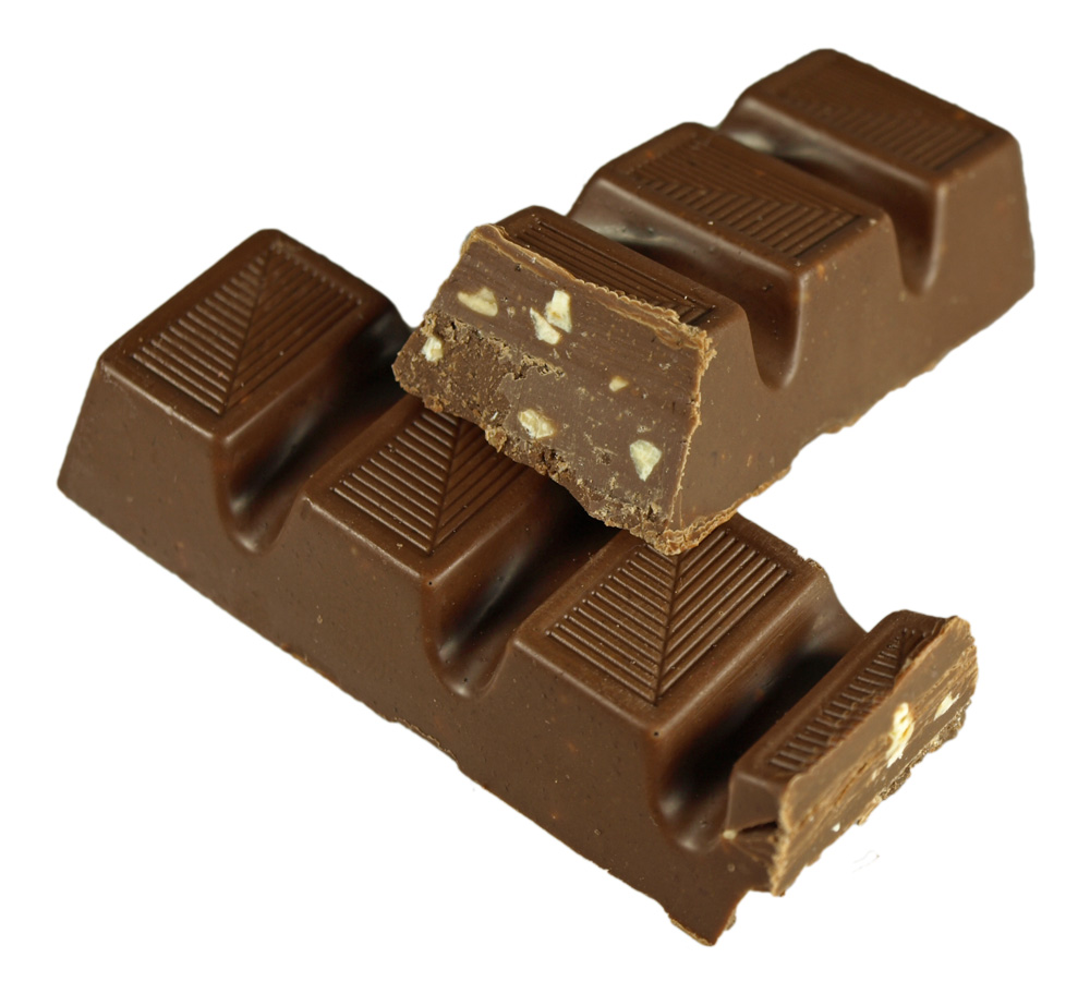 there are four pieces of chocolate stacked together