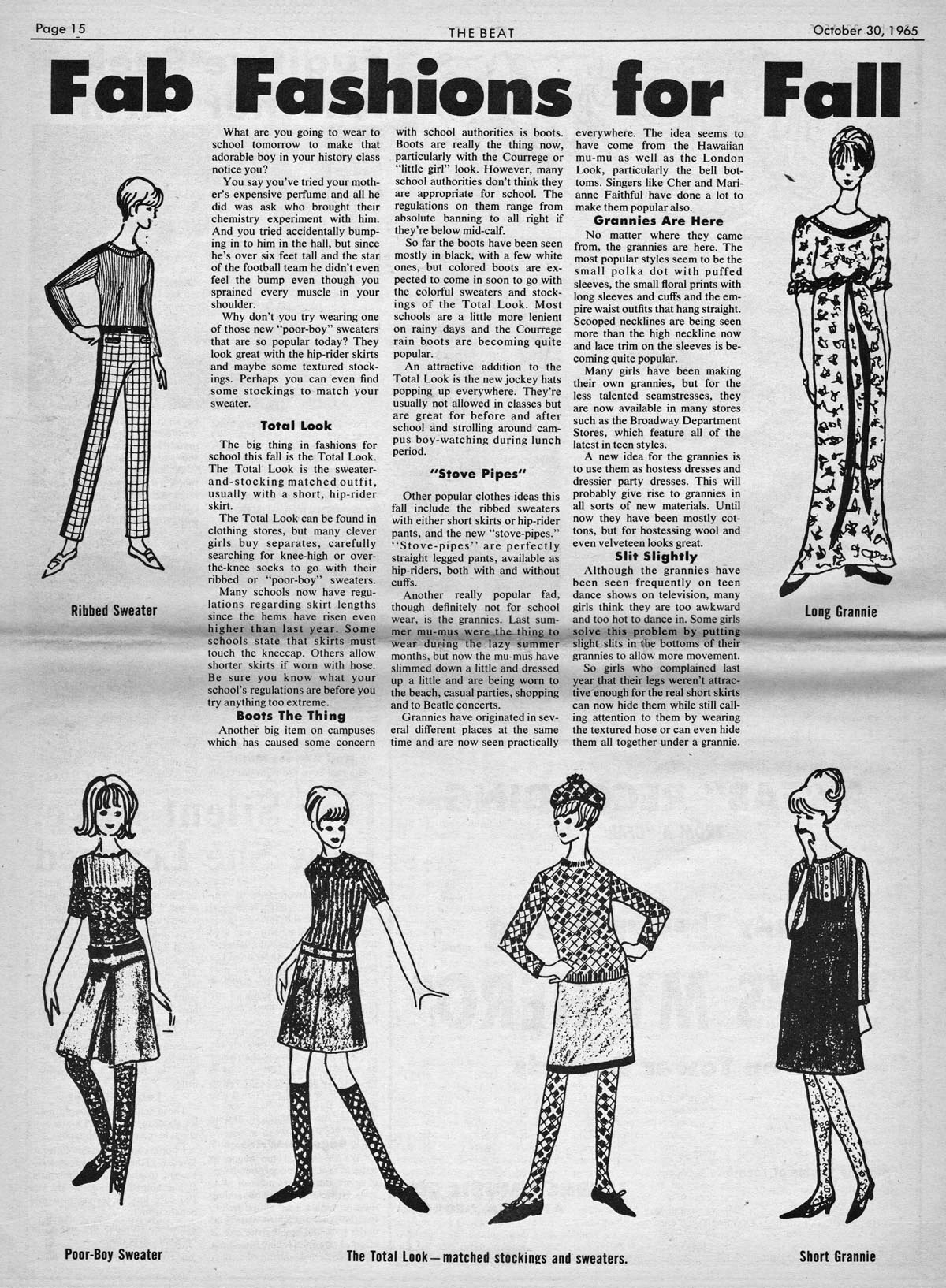 several fashions, including skirts and pants