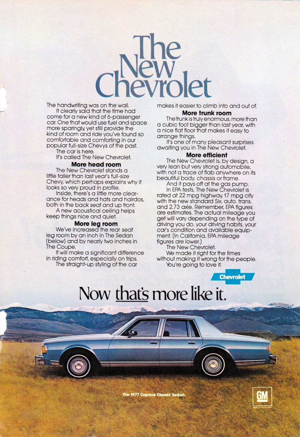 the ad for a new chevrolet was featured on the front of the magazine