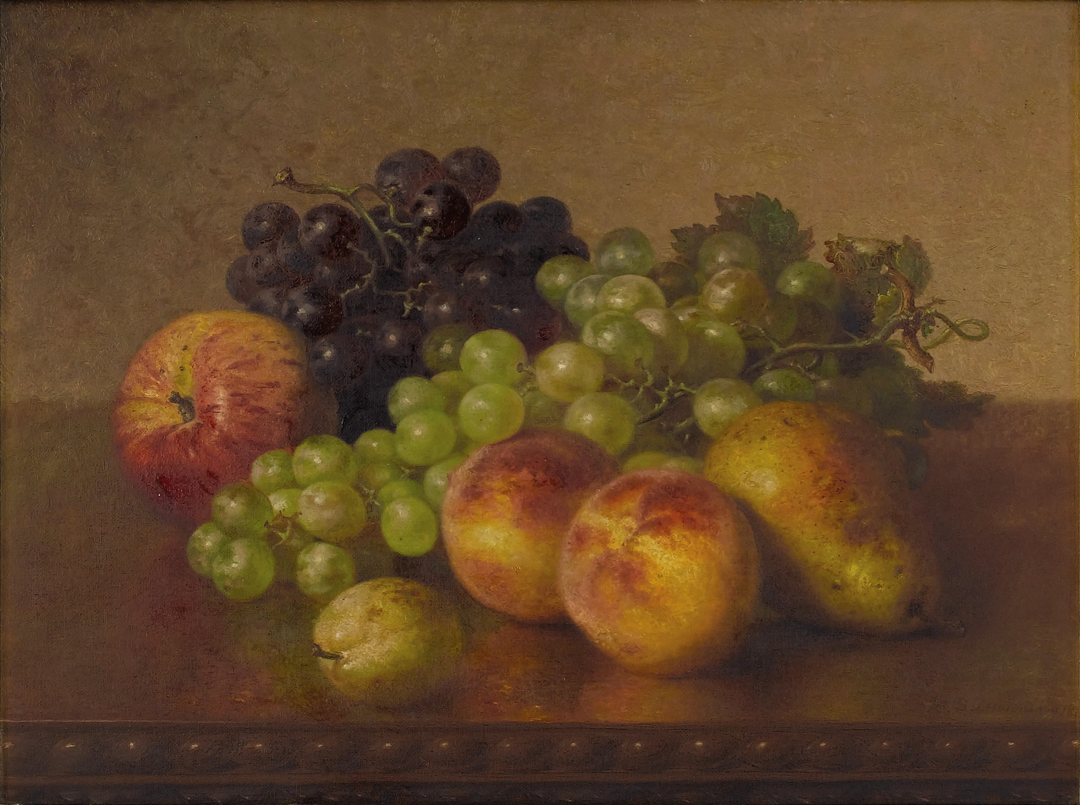 a painting that shows a bunch of fruit