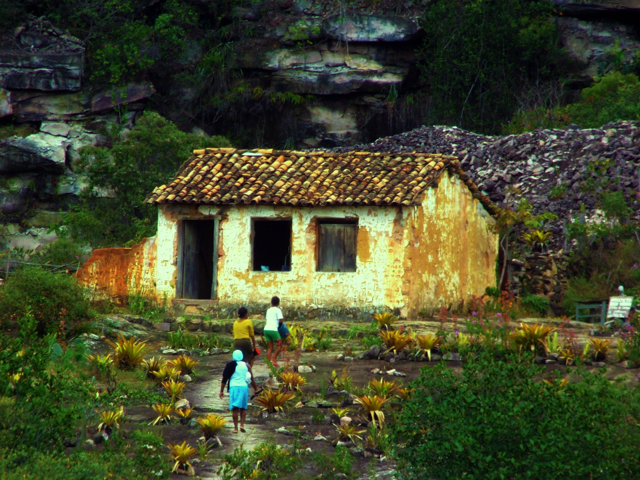 two people that are walking around outside