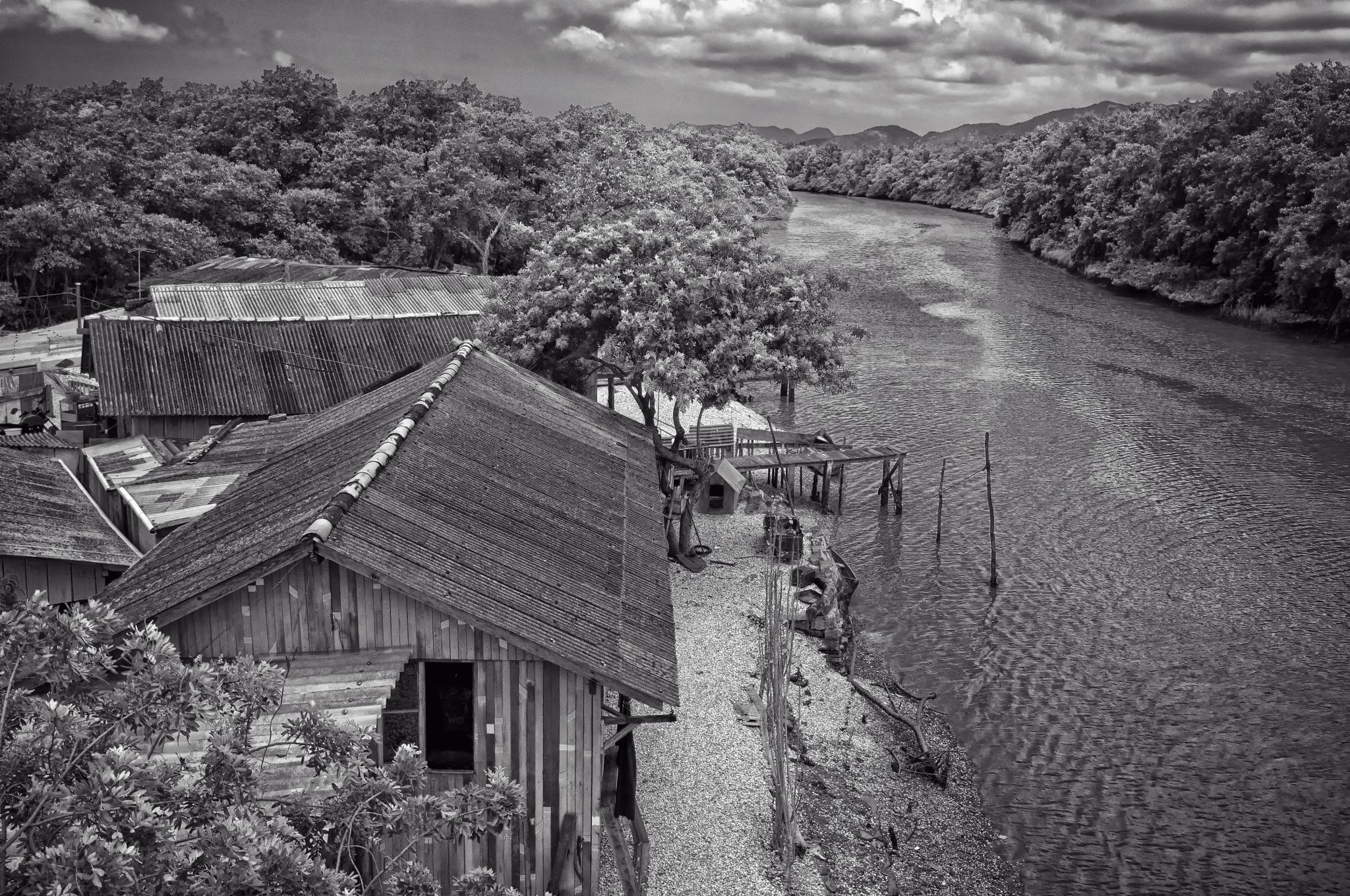 an old view of the water from above