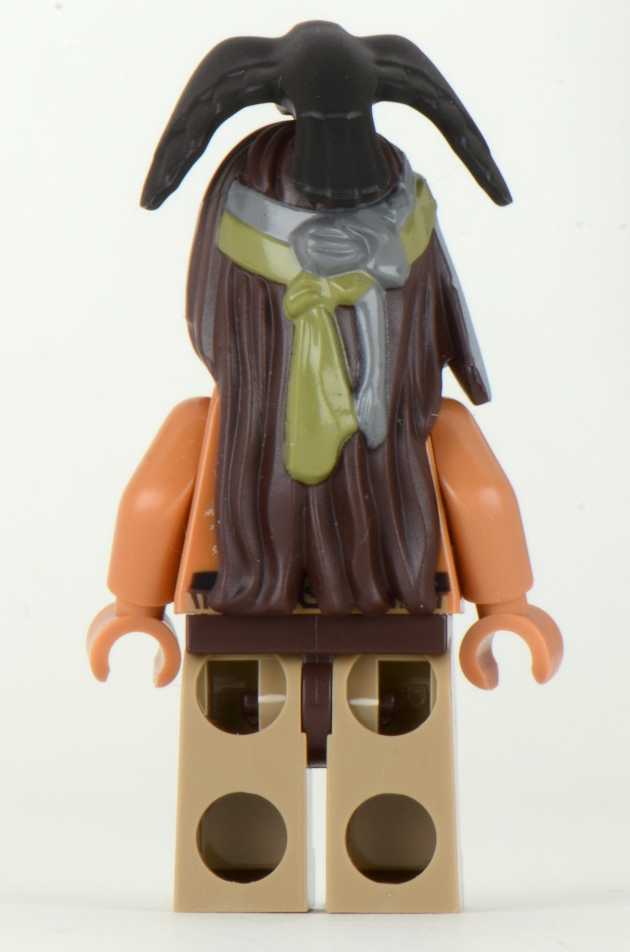 a mini figure has long, brown hair and horns