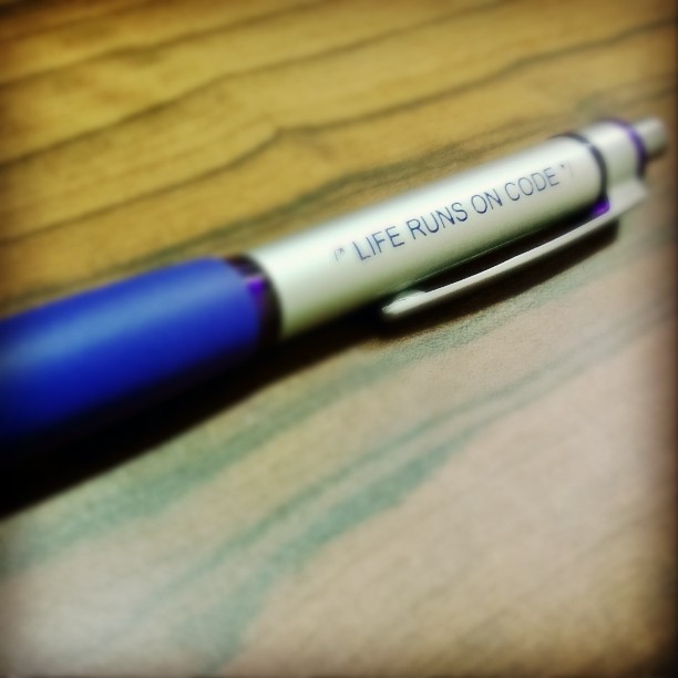 a pen with life runs on code written on the end of it