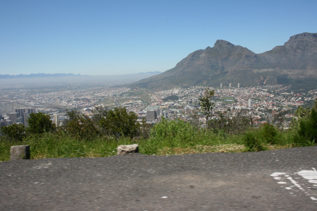 a view from an overlook point of a city in the background