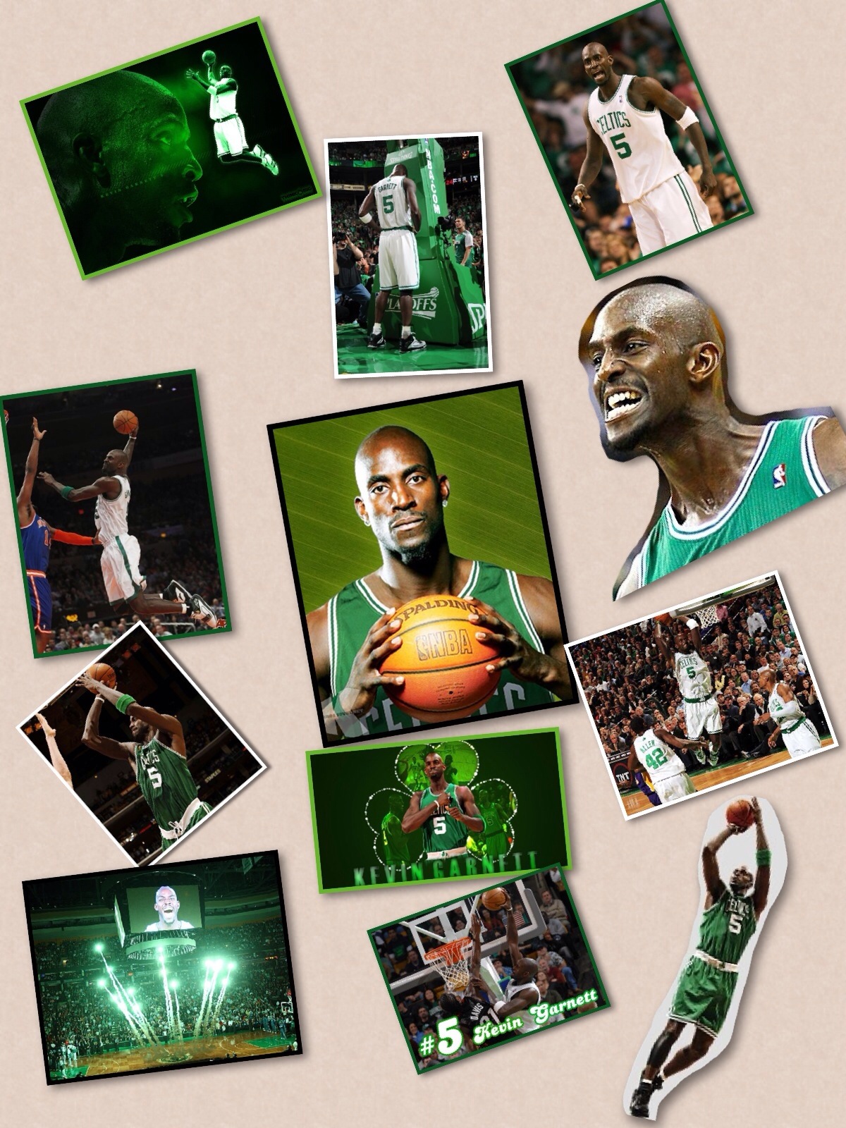 there are pictures of basketball players and people