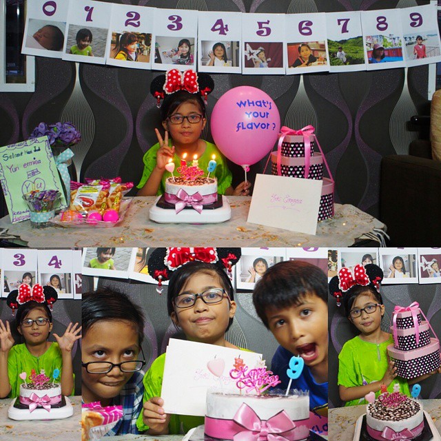 birthday boy and girl pose with personal items and decorations