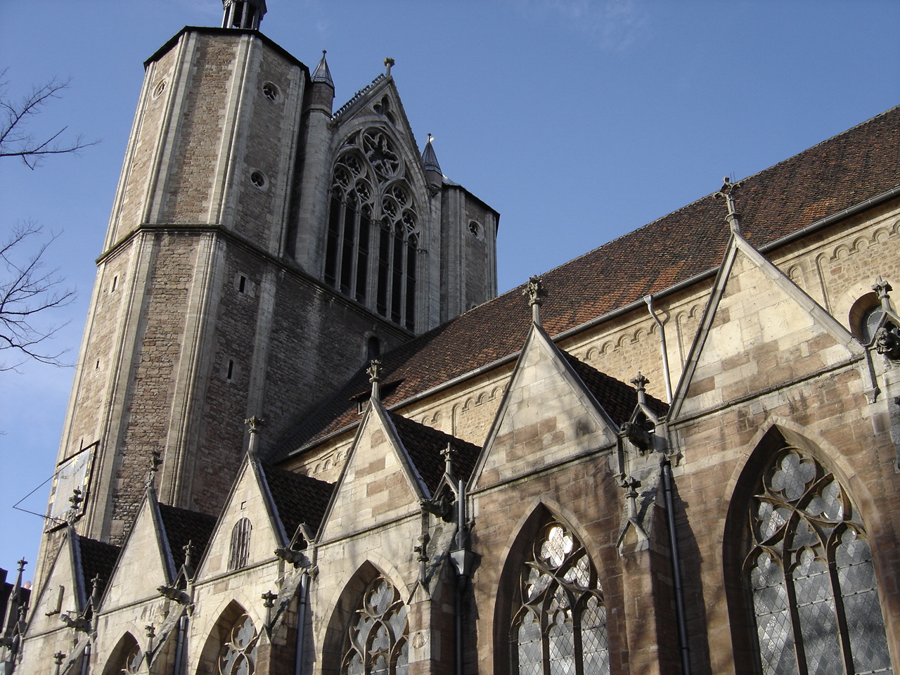 an old church building with gothic architecture