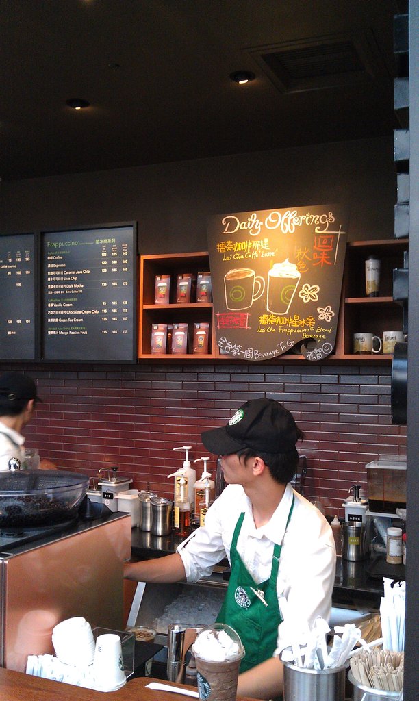 a worker working in the counter of a restaurant