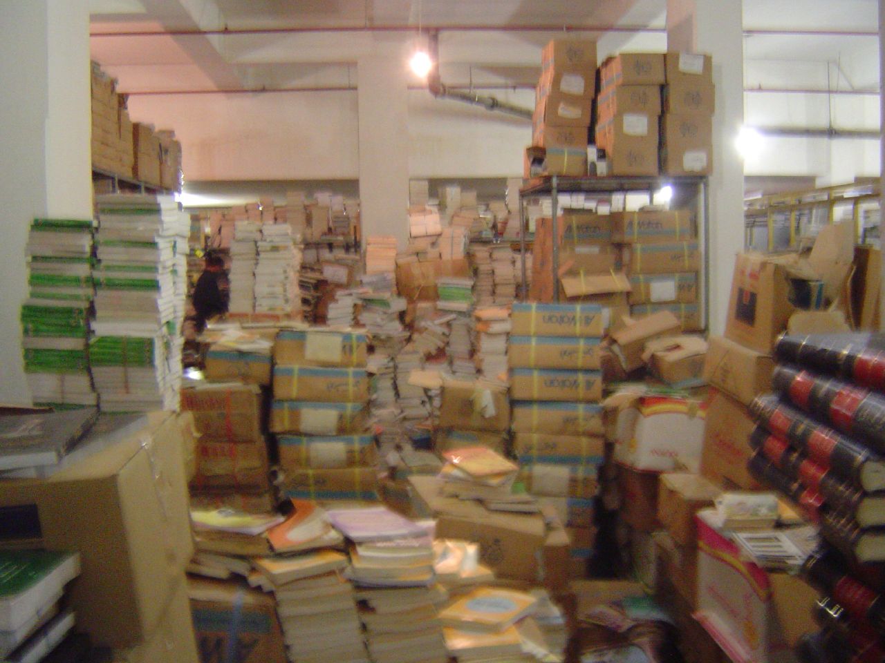 there are lots of boxes and boxes in this room