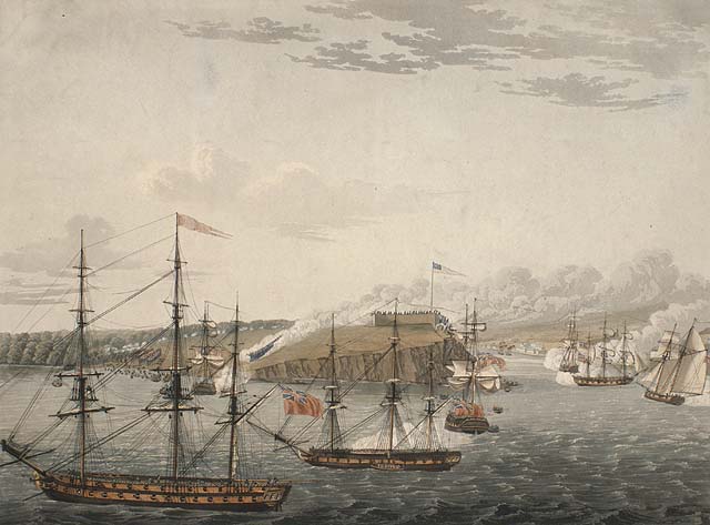 an image of a painting of ships in the ocean
