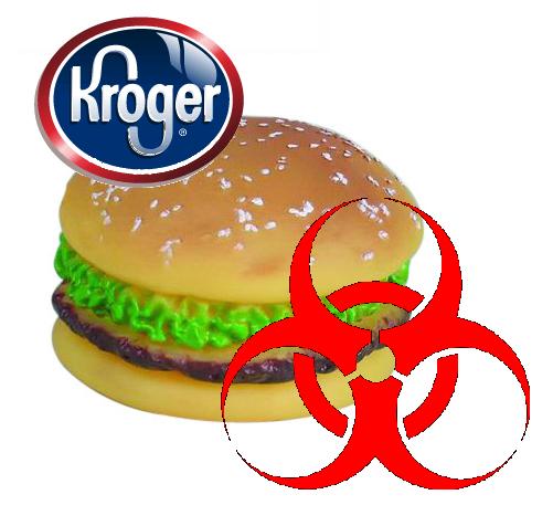 a hamburger with a green crust that has been covered by the biohazard