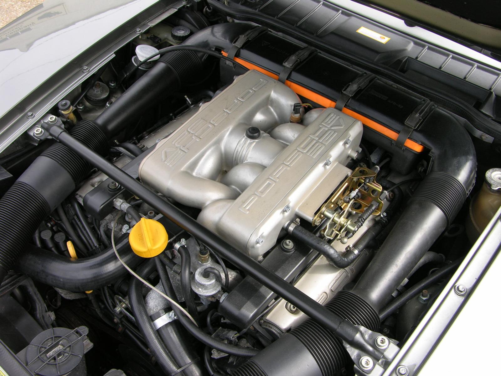 the engine compartment of a vehicle with the turbo motors