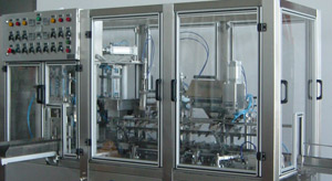a set of silver machines filled with food and drink