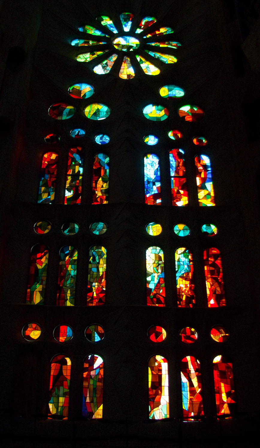 the interior of the stain - stained cathedral has many different colors