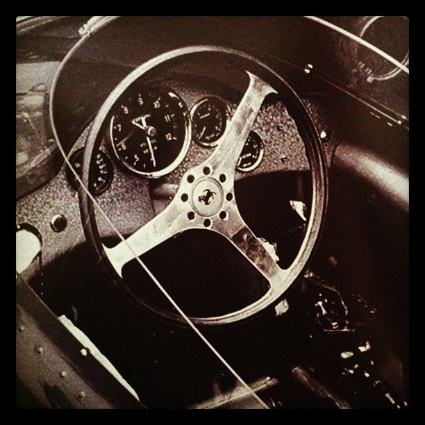 the inside of a vintage classic race car