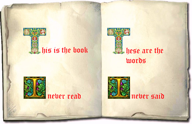 the open book has a colorful font on it