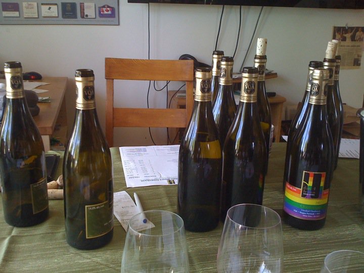 several different types of wine bottles on top of a table