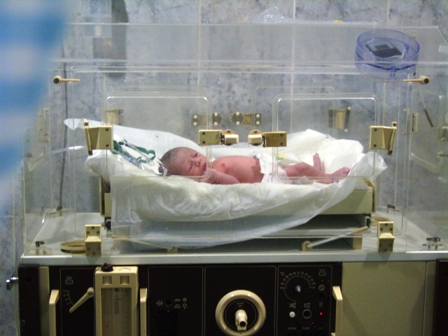 an image of a baby on a bed inside a case