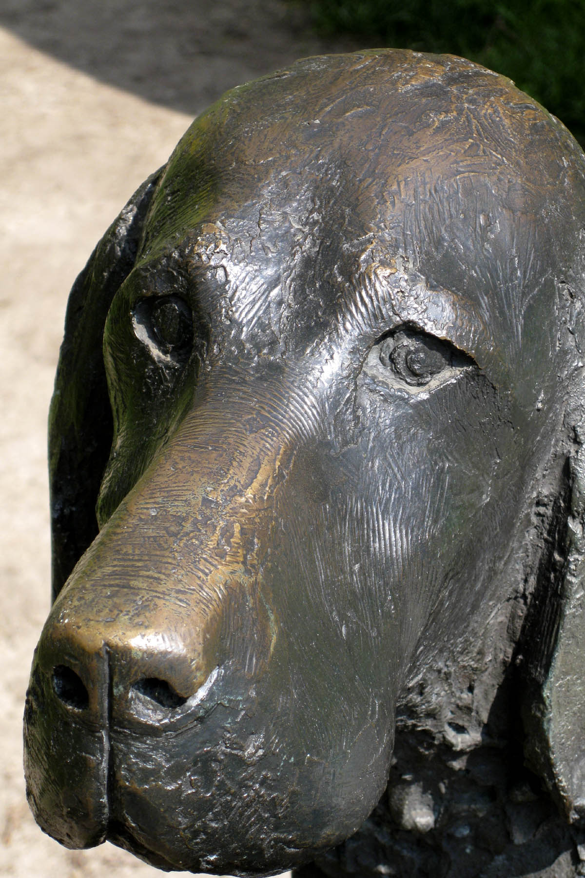there is a bronze statue of a dog