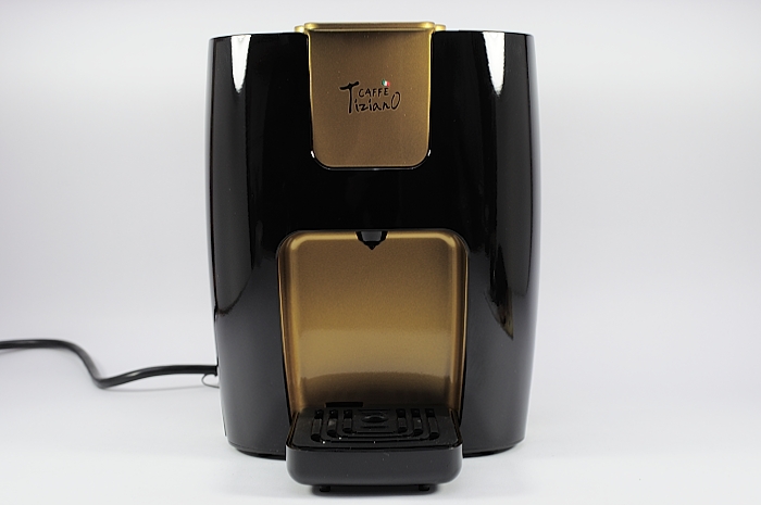 this is a coffee maker with black accents