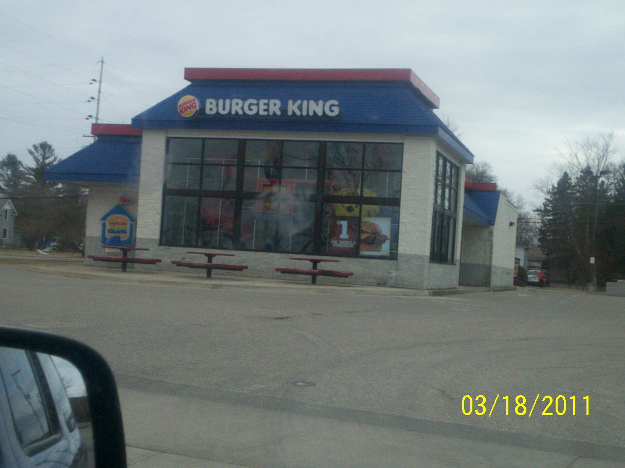 the hamburger king is on a quiet street