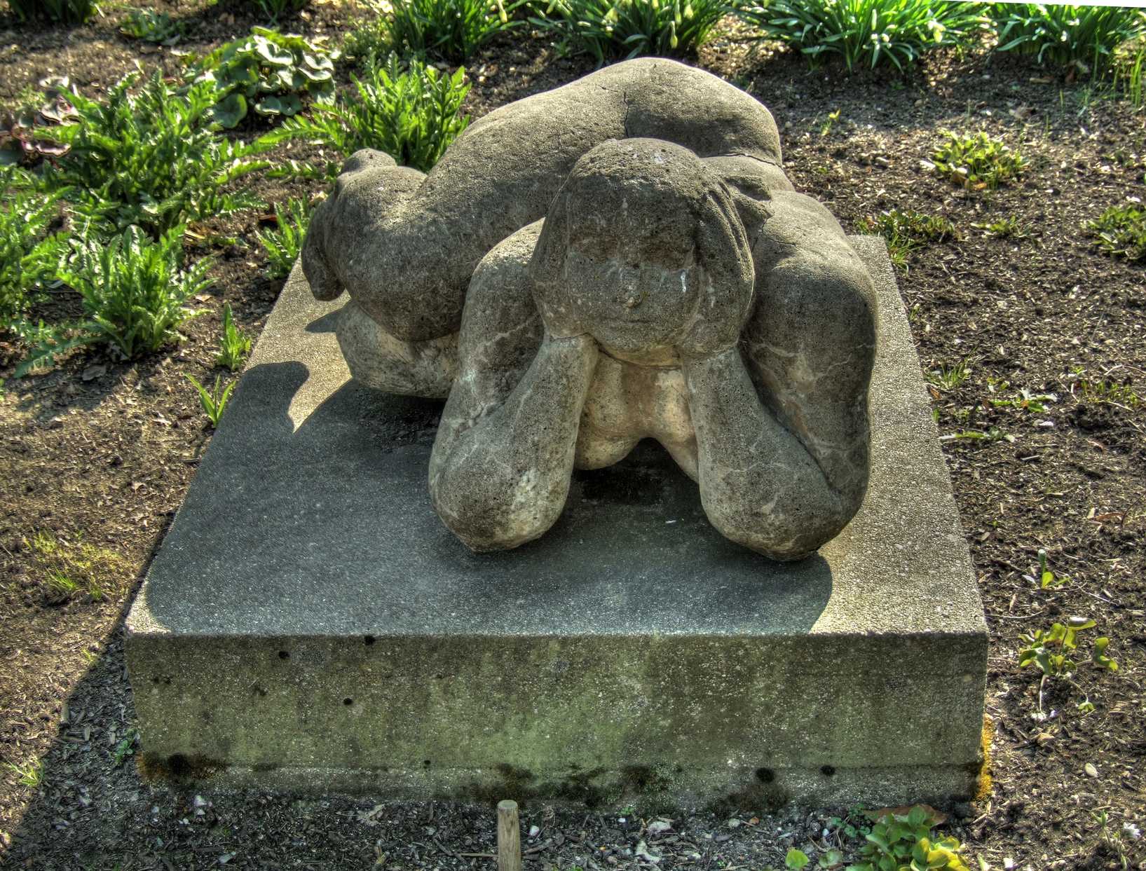there is an elephant statue on the ground