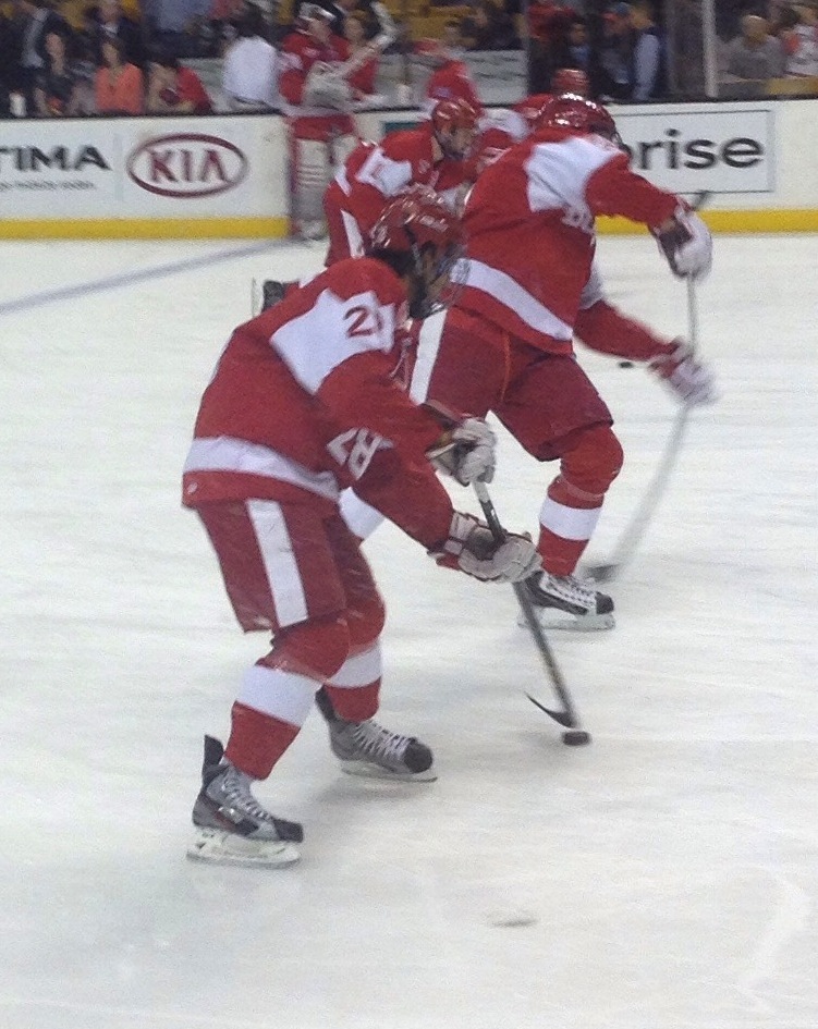 there are some ice hockey players at the rink