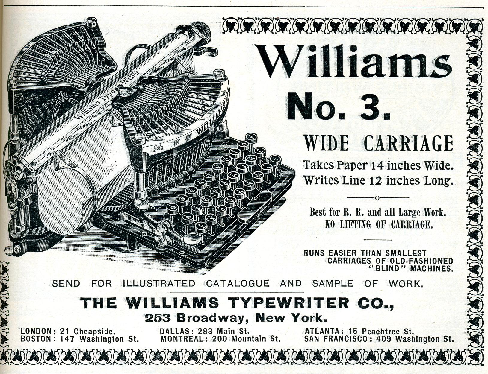 the brochure for williams's typewriter co