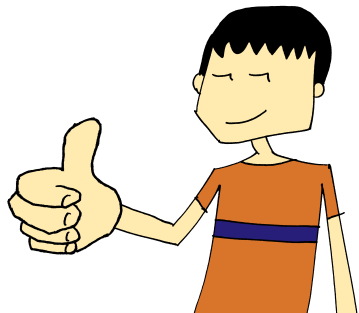 a person is giving the thumbs up in a cartoon