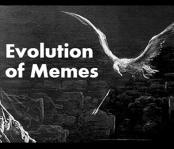 a picture with a bird on the cover that reads evolution of memes