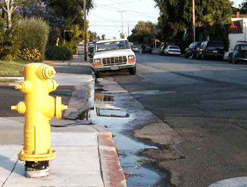 a water hydrant sitting next to a road