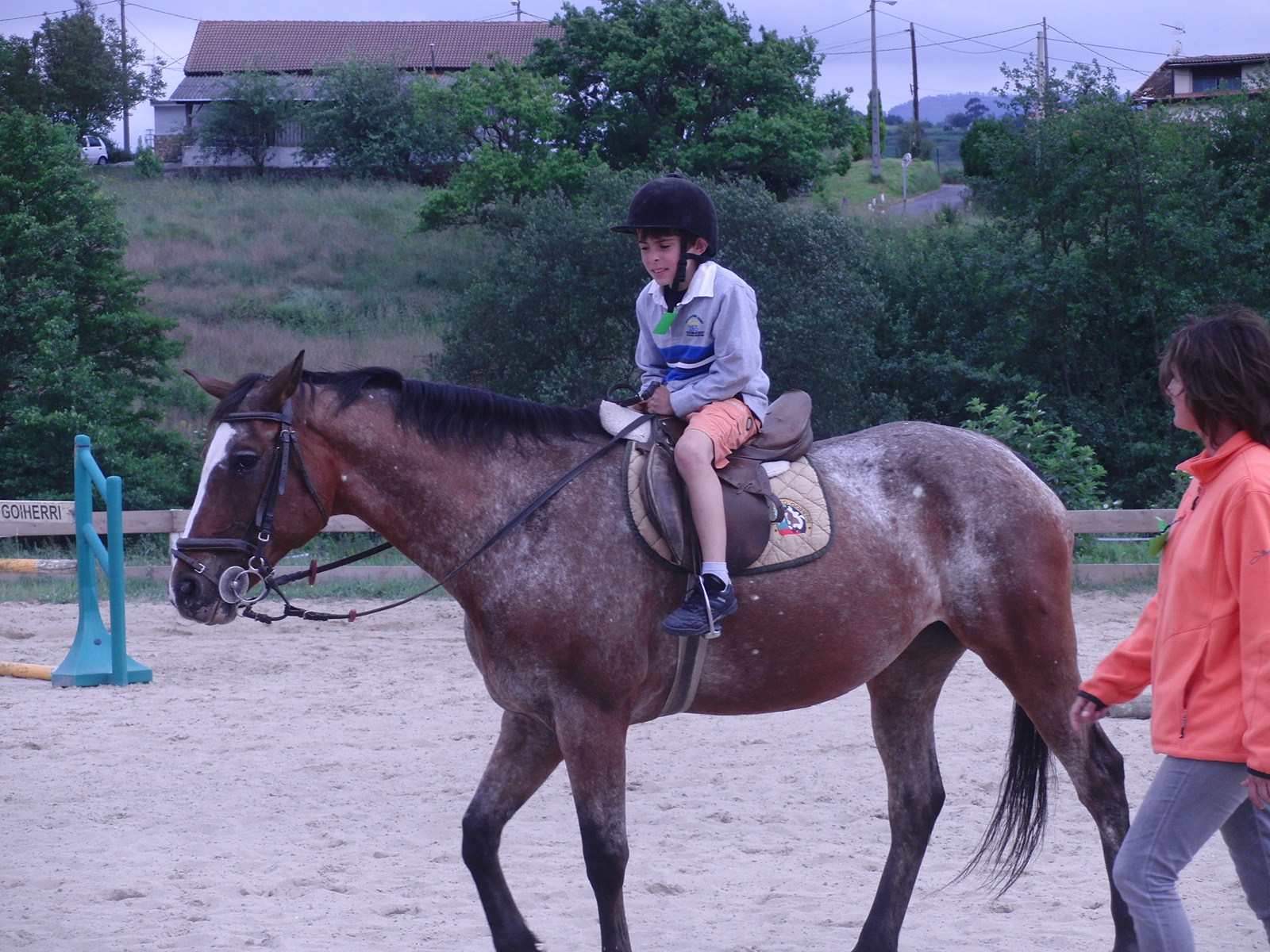 the girl rides on the back of the horse