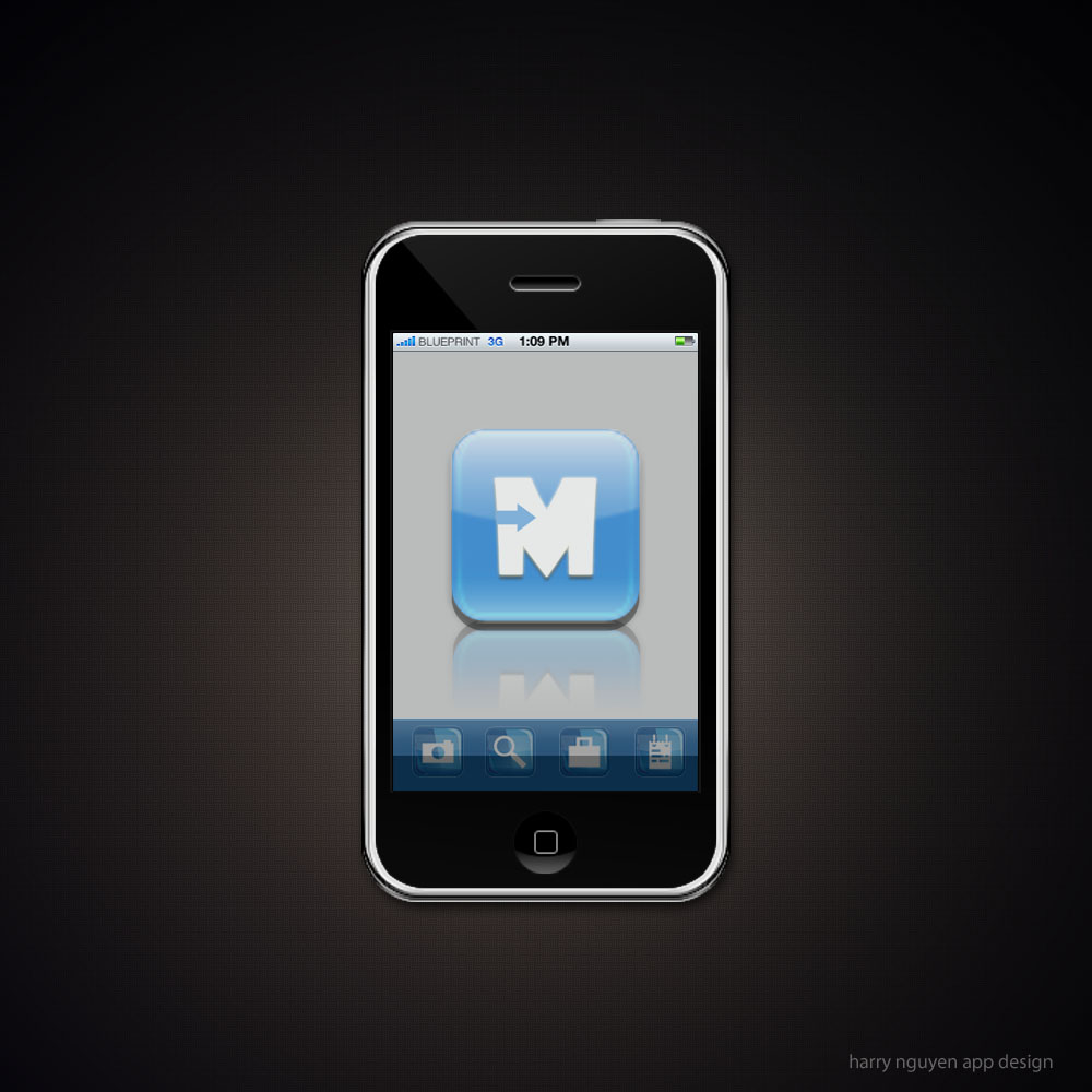 an iphone screen with the m app running