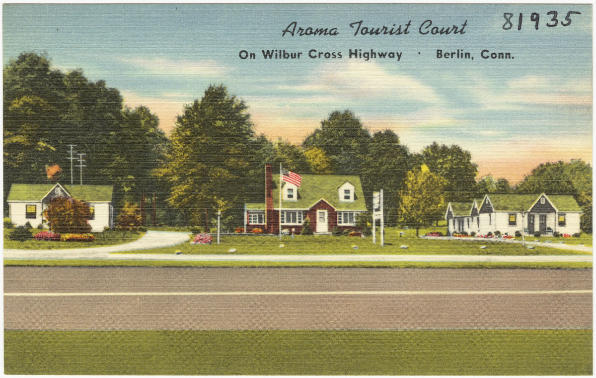 an old postcard depicting a view of a neighborhood