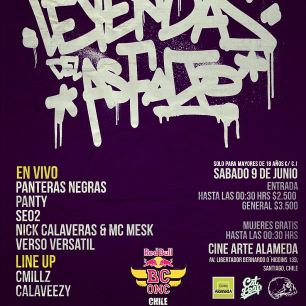 the poster for festival in an event with graffiti writing on purple background