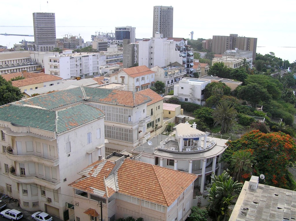 there is an aerial view of some buildings