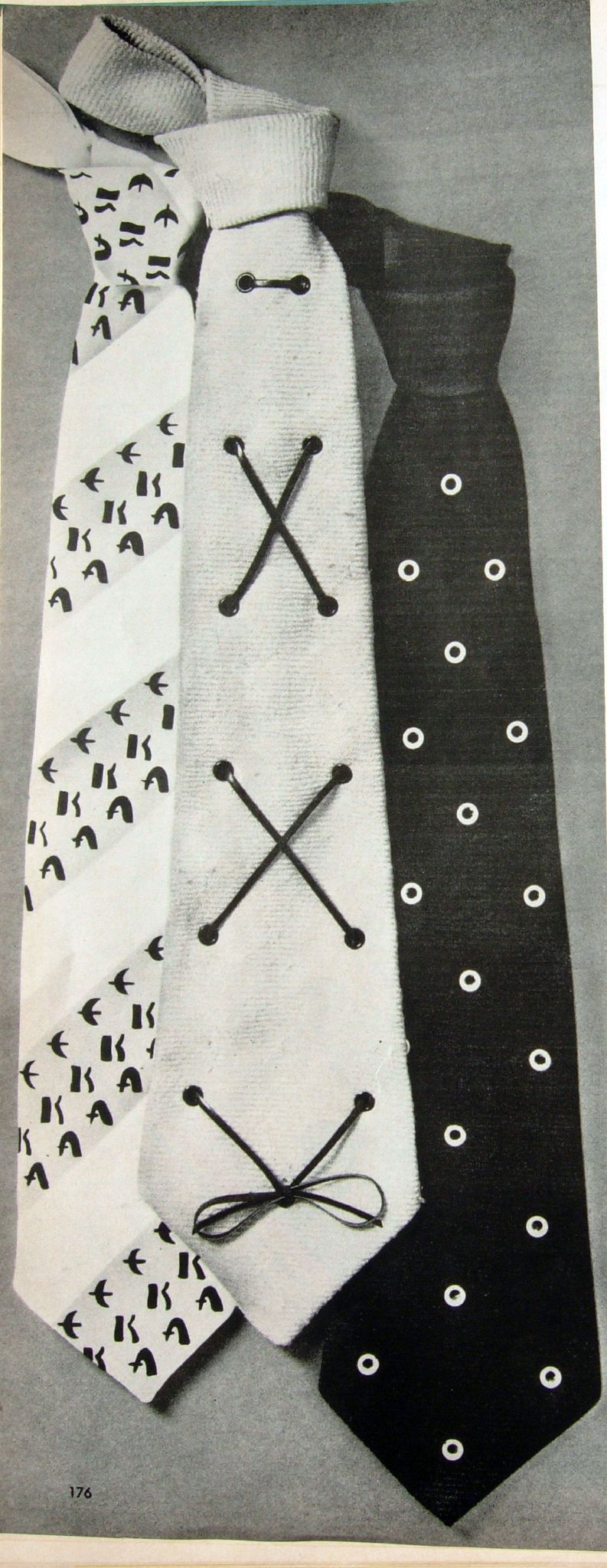 three neck ties with crosses, circles and dots