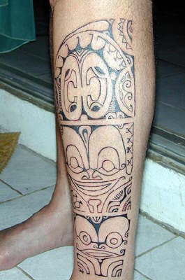 the leg of a man with a design on it