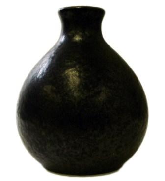 a small black vase has just been thrown out
