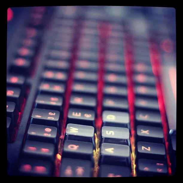 a close up s of a red keyboard