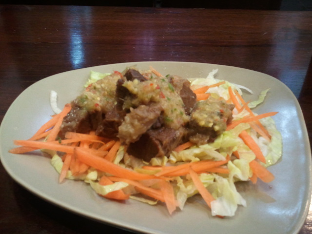 a small plate of food on a table