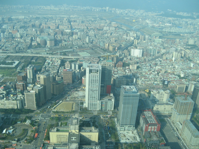 a view of city buildings from a high angle